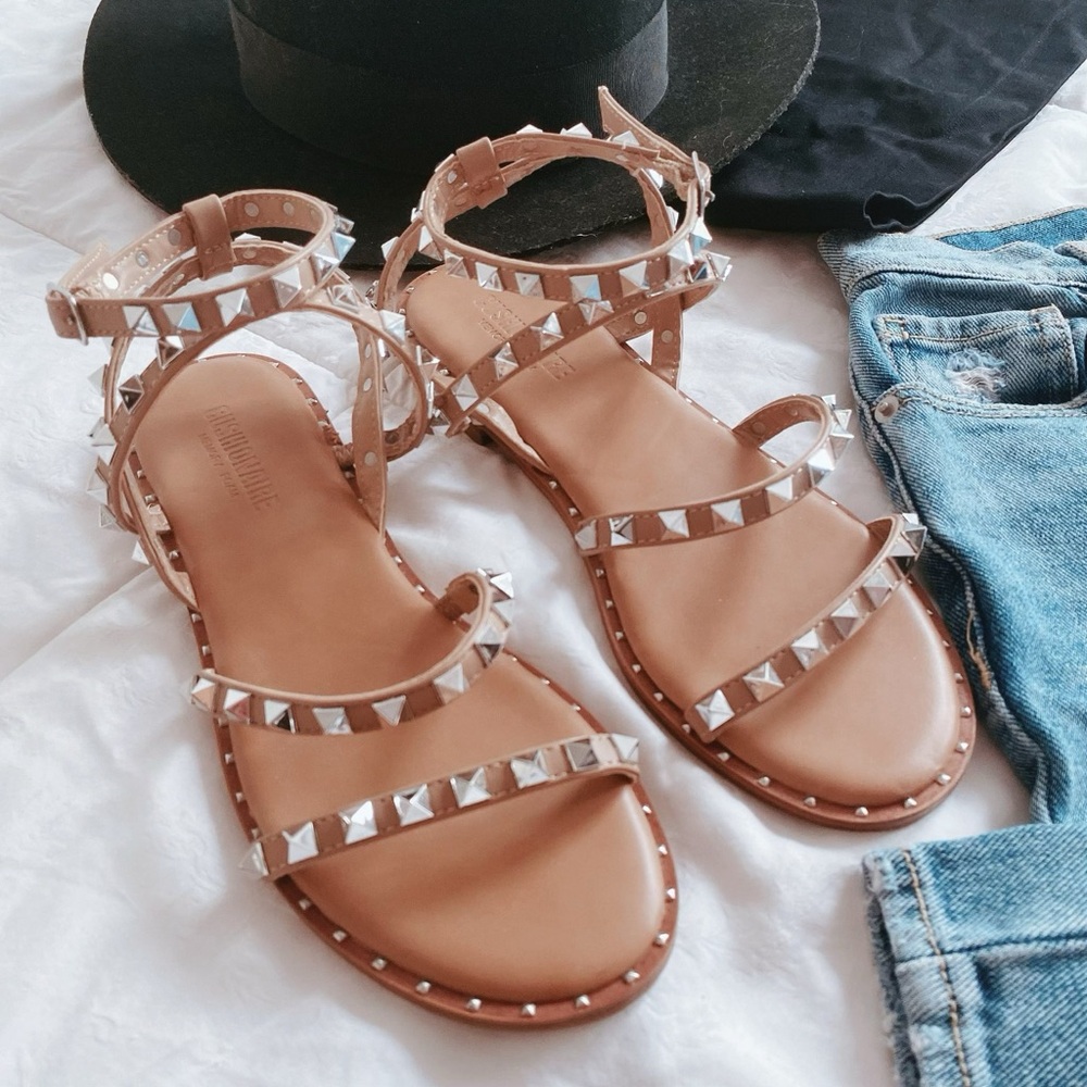 Cushionaire Talia spike studded strappy ankle sandals